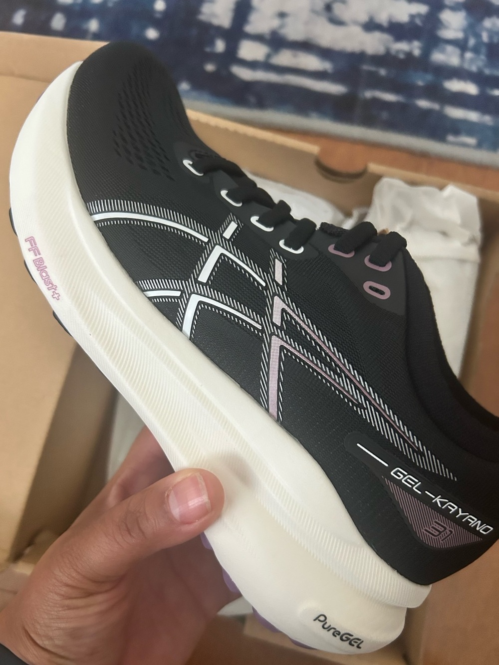 ASICS Black and Pink Women's Athletic Running Shoe